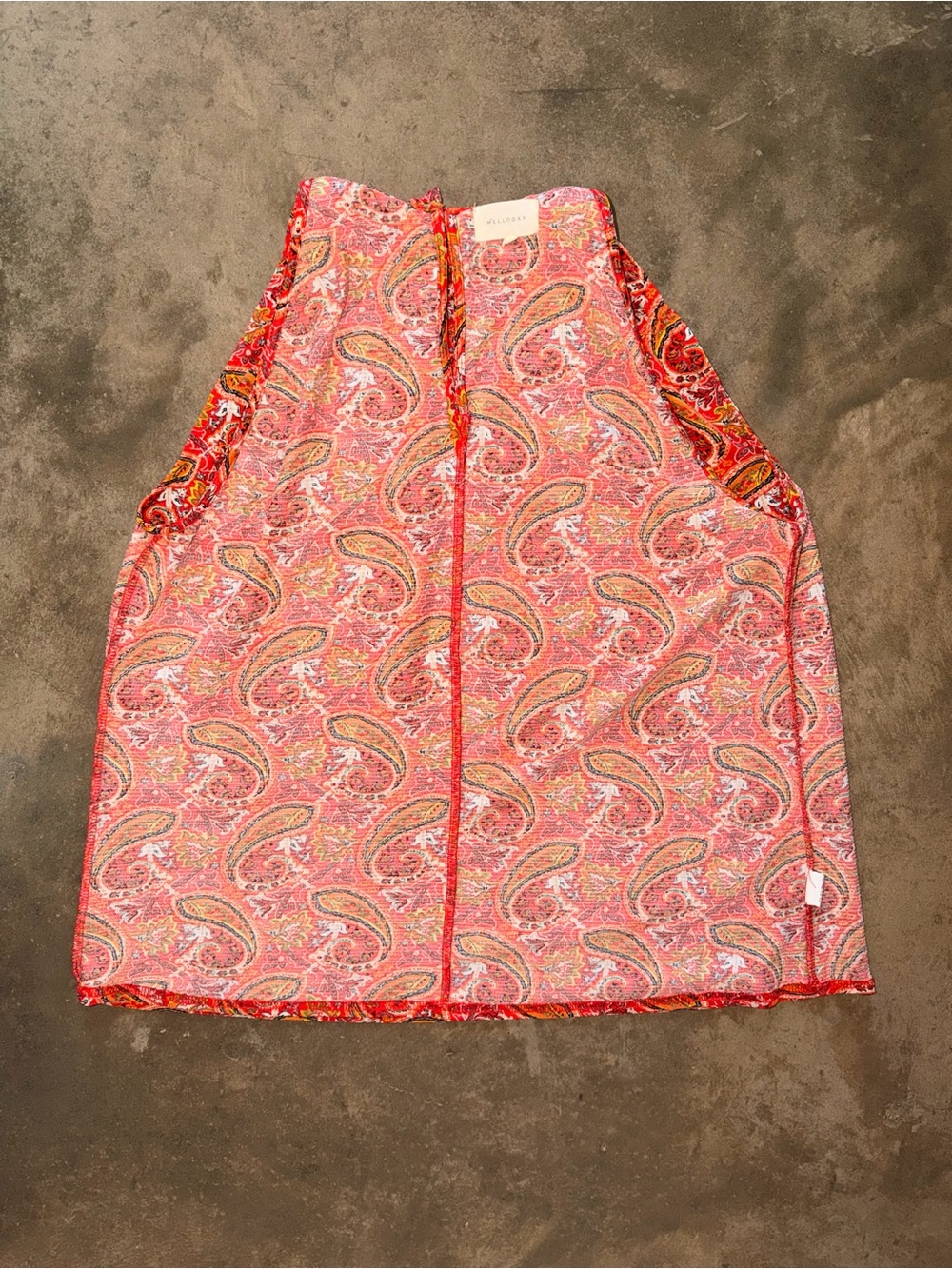 MELLODAY Red Paisley High Neck Sleeveless Blouse Tank Top M - Picture 9 of 12
